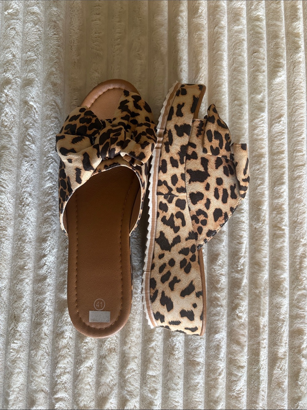 Leopard Print Slide Sandals - Women